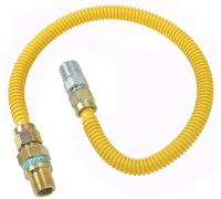 BrassCraft Stainless Steel Gas Connector 36" Long 1/2" MIP x 1/2" MIP, ProCoat, Yellow, Single Item, Use with Dryer/Stove, 100% Factory Leak Tested