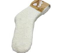 Brasse 1 Pair Women Girl Winter Warm Thicken Coral Fleece Fluffy Sleep Bed Socks Solid Color Fuzzy Socks White, M
