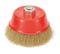 Brassed Steel Crimped Wire Cup Brush, 125mm, M14