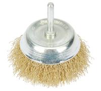 Brassed Steel Crimped Wire Cup Brush, 75mm