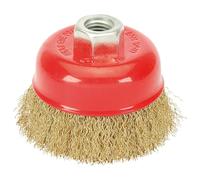 Brassed Steel Crimped Wire Cup Brush, 75mm, M14
