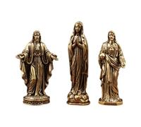 Brasses Catholic Sculpture Sacred Holy Father Mother Figurine Set | of 3 for Prayer Space and Religious Educational Use Home Decors