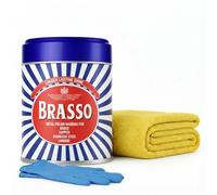 Brasso Metal Polish Wadding (75g) RESTORATION KIT | Includes Specialist 200gsm Microfibre Polishing Cloth (30x30cm) + Protective Nitrile Gloves | Complete Set for Brass, Copper & Chrome