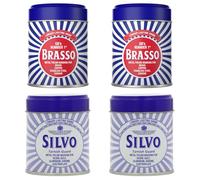Brasso Wadding x 2 & Silvo Wadding x 2 Metal Polish For Brass, Copper, Stainless Steel, Chrome & Silver 75g