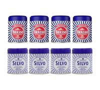 Brasso Wadding x 4 & Silvo Wadding x 4 Metal Polish For Brass, Copper, Stainless Steel, Chrome & Silver 75g