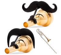 Brasstache 2.0 Combo Pack - [2-Pack] The Original Clip-on Mustache for Brass Instrument Mouthpieces, XL and Handlebar Combo Version (Trombone or Euphonium Large Shank)
