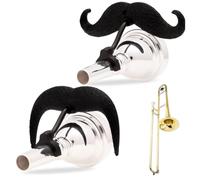 Brasstache 2.0 Combo Pack - [2-Pack] The Original Clip-on Mustache for Brass Instrument Mouthpieces, XL and Handlebar Combo Version (Trombone or Baritone Small Shank)
