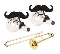 Brasstache 2.0 for Kids - (2-pack) Clip-on Mustache for Brass Players, Original Mustache Size (Trombone (Small Shank))