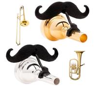 Brasstache Trombone-stache XL (2-pack) - Clip-on Mustache for Small and Large shank Trombone, Baritone, and Euphonium Mouthpieces