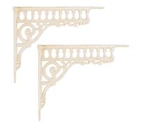 BRASSTAR 2PCS Cast Iron White European Style Wall Shelf Brackets Thick Wall Hanger Antique Home Farmhouse Decorative Large 10.6in (Length) TQGJPT1280