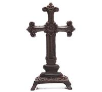 BRASSTAR Cast Iron Cross statue10.2”Christian and Religious Art Lovers Desktop Decor PTWQ009