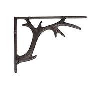 BRASSTAR Cast Iron Deer Antler Design Wall Shelf Brackets Thick Heavy Duty Wall Hanger Antique Home Farmhouse Decorative 2PCS 6.2’’(H) TQGJPT299-02
