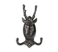 BRASSTAR Cast Iron Deer Head Decoration Double Hooks Wall Coat Hook Hanging for Coats, Bags Hats Towels Keys Rustic Retro Home Decorative Gift TQGJPT584