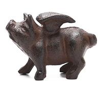 BRASSTAR Cast Iron Flying Pig Statue Paperweight Garden Home Office Desk Decor Collection Animal Figurine PTWQ008