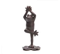 BRASSTAR Cast Iron Frog Prince Dance Statue Paperweight Fantastic Figurine Garden Lawn Home Office Desk Decor Collectible Gift PTWQ014