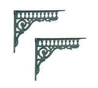 BRASSTAR Cast Iron Green European Style Wall Shelf Brackets Thick Wall Hanger Antique Home Farmhouse Decorative 2PCS Large 10.6in (Length) TQGJPT157