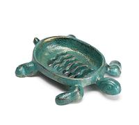 BRASSTAR Cast Iron Turtle Soap Dish Holder, Green Drainable Soap Dish for Kitchen Shower Bathroom, Farmhouse Antique Decoration TQGJPT154