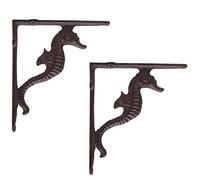 BRASSTAR Rustic Cast Iron Sea House Shelf Brackets Nautical Wrought Iron Wall Brackets Shelf Support Antique Replica Rust Color (2)