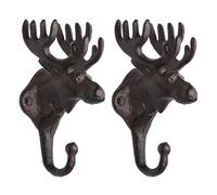 BRASSTAR Vintage 2PCS Cast Iron Deer Head Antlers Wall Hooks/Hanger - Living Room Bathroom Room Kitchen Wall Decoration Coat Hooks Rustic PTZY226-02