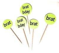 Brat cake toppers, brat birthday food picks for party, 12 pack