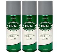 Brat Original Anti-Perspirant Deodorant Spray 200ml x3 for Men Long-Lasting Fresh Masculine Fragrance 48 Hour Sweat & Odour Protection Classic Authentic Scent Everyday Confidence & Freshness