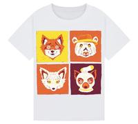 Bratatatmania Fantastic Mr. Fox World Book Day Costume T-Shirt for Kids & Adults - 4 Fox Faces in 4 Squares Design - Perfect for Book Day Outfit White L