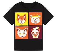 Bratatatmania Fantastic Mr. Fox World Book Day Costume T-Shirt for Kids & Adults - 4 Fox Faces in 4 Squares Design - Perfect for Book Day Outfit Black XL