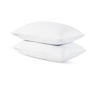 Bratatatmania Goose & Duck Feather Down Pillow 2-Pack - Luxury Soft Hypoallergenic Sleep Pillows, Machine Washable, Hotel-Quality Comfort, Head & Neck Support, White Cushions 74 x 48 cm