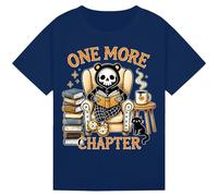 Bratatatmania One More Chapter | Cozy Skeleton Reader in Pajamas | Cute Aesthetic Book & Coffee Lover Art | Fun Gift for Kids, Girls, Boys, Men & Women | World Book Day Reading Design Navy 7-8Y