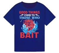 Bratatatmania Perfect for Fishing Fans - 'Good Things Come to Those Who Bait' - Humorous T-Shirt for Men, Women, Boys & Girls! Navy S