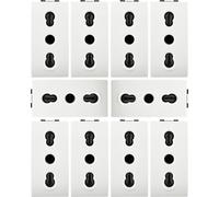 Bratek 10 Double Pole Sockets 10/16 A, White, Compatible with Bticino Living Light and International - Italian Wall Socket 2p+T N4180 x Livinglight and International, Made in Europe