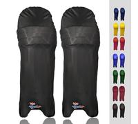 Bratla Cricket Batting Pad Covers, Black, Adult, Fit Neatly on Legguards, Polyester, Adjustable Straps