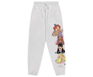 Bratz Ladies Original Dolls Joggers - Yasmin, Cloe, Jade, and Sasha Varsity Athletic Jogger Sweatpants Multi Print Sweatpants, White, M