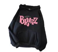Bratz-Letter Hoodie Sweatshirt Harajuku Hoodie Women Kpop Winter Top Oversized Hoodies Black