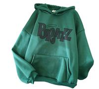 Bratz-Letter Hoodie Sweatshirt Harajuku Hoodie Women Kpop Winter Top Oversized Hoodies Green