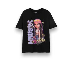 Bratz Yasmin Womens T-Shirt | Y2K Bling Short Sleeve Graphic Tee in Black | Pretty Princess Classic Doll Chrome Relaxed Fit Apparel Top | Nostalgic Doll Character Merchandise Gift