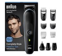 Braun 10-in-1 All-in-One Style Kit Series 5, Male Grooming Kit with Beard Trimmer, Hair Clippers, Nose Hair Trimmer for Men, Precision Trimmer, Gifts for Men, UK 2 Pin Plug, MGK5445, Black