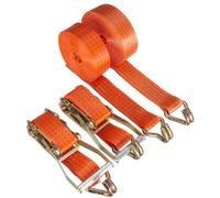 Braun 2000-2-800 + 4030 / VE2 Lashing Strap 4000 daN Two-Piece Set Colour Orange 7,5 m length, 50 mm width, in Width with Ratchet and Claw Hooks