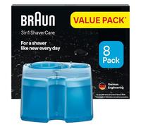 Braun 3in1 ORIGINAL Shaver Care SmartCare centre Refill Cartridges, Cleans 10x Better Than Water, 3in1 Formula With Lemon Fresh Scent, Hygienic Cleaning To Remove Hair & Skin Particles, 8 Pack