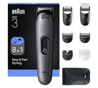 Braun All-in-One Series 3 8-in-1 Grooming Kit, Ultra Sharp Blade, 14 Lengths AIO3540, Grey