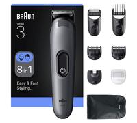 Braun All-in-One Series 3, 8in1 Grooming Kit, Sharp Blade, 14 Lengths, AIO3540, Grey