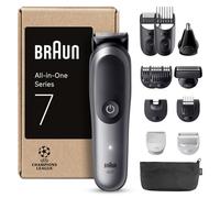 Braun All-in-One Series 7 Grooming Kit, 12in1, ProBlade & AutoSense, 120 Min, SkinGuard & Beard Fading, AquaGrip for Under Water Use, AIO7545, Grey