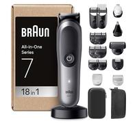 Braun All-in-One Series 7 Grooming Kit, 18in1, ProBlade & AutoSense, 120 Min, SkinGuard & Beard Fading, AquaGrip for Under Water Use, AIO7585, Grey
