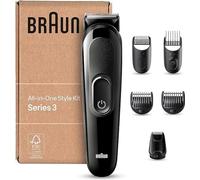 Braun All-in-One Trimmer Set 3, 6-in-1 Multigroom, Beard Trimmer, Hair Trimmer for Face, Head and Body, 50 Minutes Battery, 14 Lengths (3-21 mm), Waterproof, MGK3420, Black