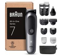 Braun All-in-One Series 7 Grooming Kit, 12in1, ProBlade & AutoSense, 120 Min, SkinGuard & Beard Fading, AquaGrip for Under Water Use, AIO7545, Grey