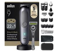 Braun All-in-One Series 9 Grooming Kit, 22in1, ProBlade, BodyGentle Mode, 120 Min, SmoothShave, SkinGuard, AquaGrip for Under Water Use, Gillette Labs, AIO9545, Grey