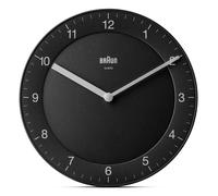 Braun Classic Analogue Wall Clock with Quiet Quartz Movement, Easy To Read, 20cm Diameter in Black, model BC06B.