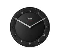 Braun Classic Radio Controlled Wall Clock For Central European Time Zone (DCF/GMT+1) with Quiet Movement, Easy To Read, 20cm Diameter in Black, model BC06B-DCF.
