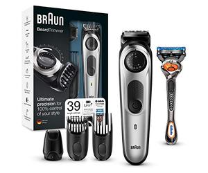 Braun Beard Trimmer and Hair Trimmer BT5065, 39 Length Settings, AutoSense Technology, Precision Cutting Head, In illette Razor, Black/Silver