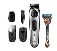 Braun Beard Trimmer Hair Clippers for Men, Cordless & Rechargeable, Mini Foil Shaver with Gillette ProGlide Razor, Black/Silver, 6 Piece Set